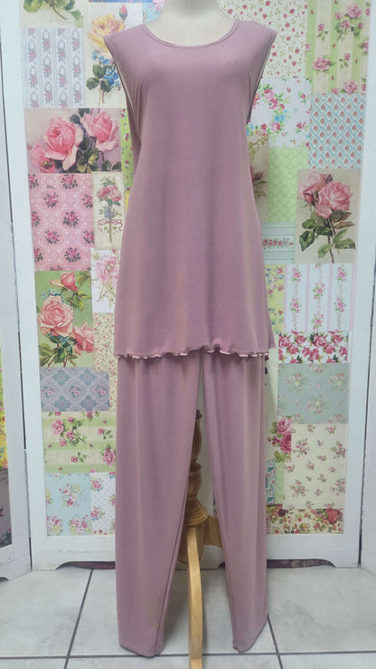 Dusty Pink Lace 3-Piece Pants Set LR0327