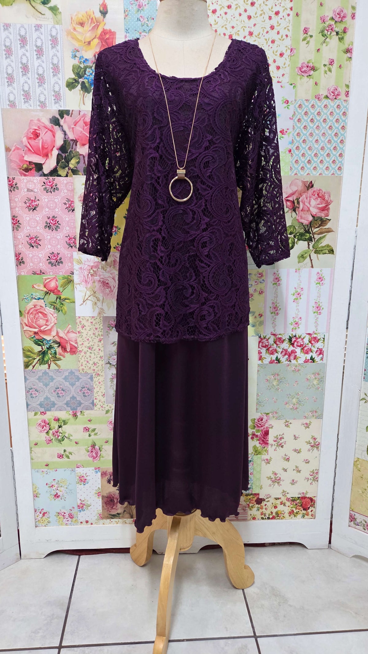 Plum 2-Piece Dress Set LR0351