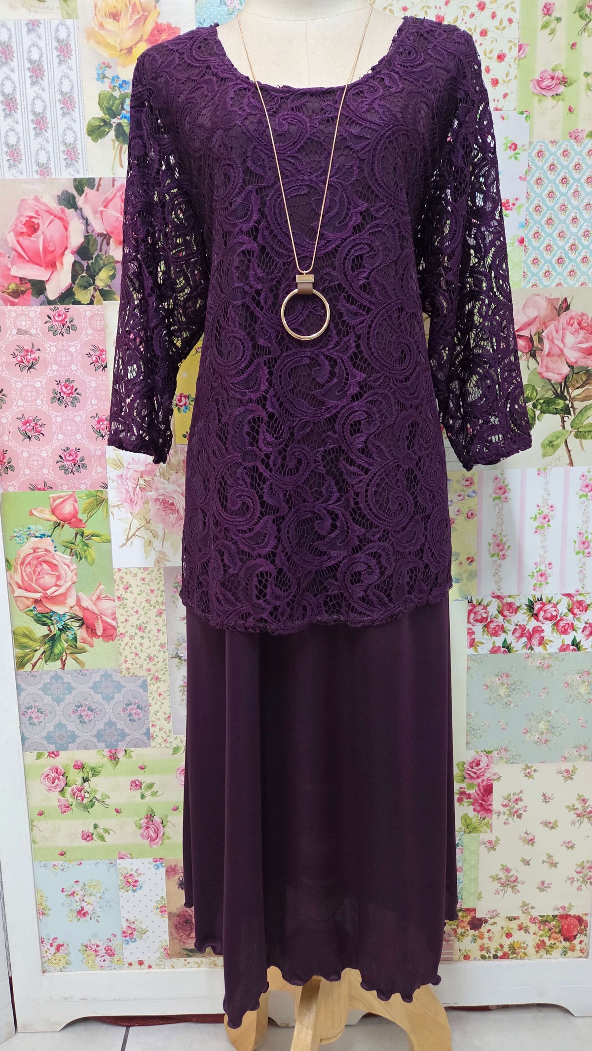Plum 2-Piece Dress Set LR0351