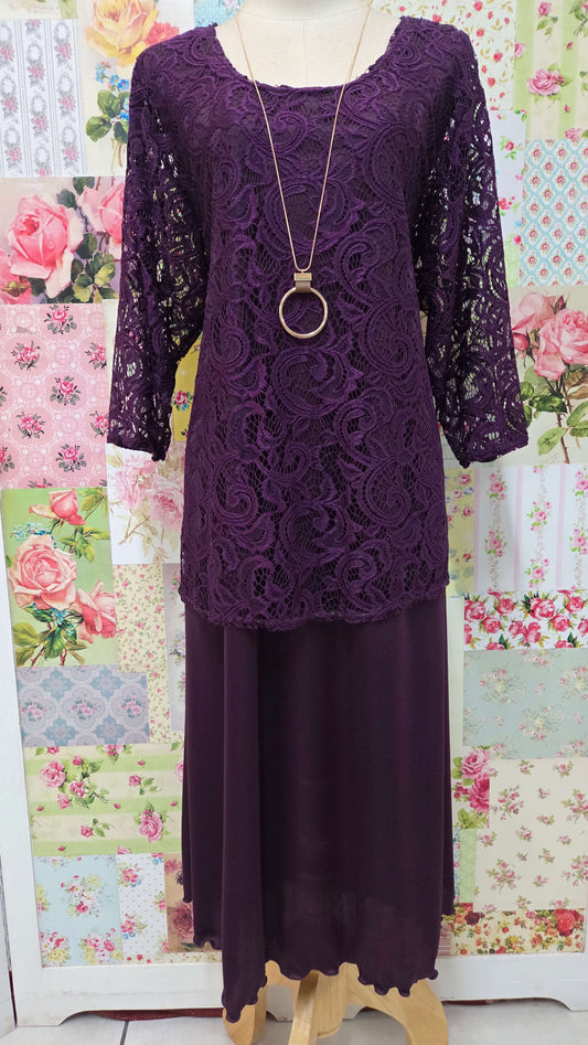 Plum 2-Piece Dress Set LR0351