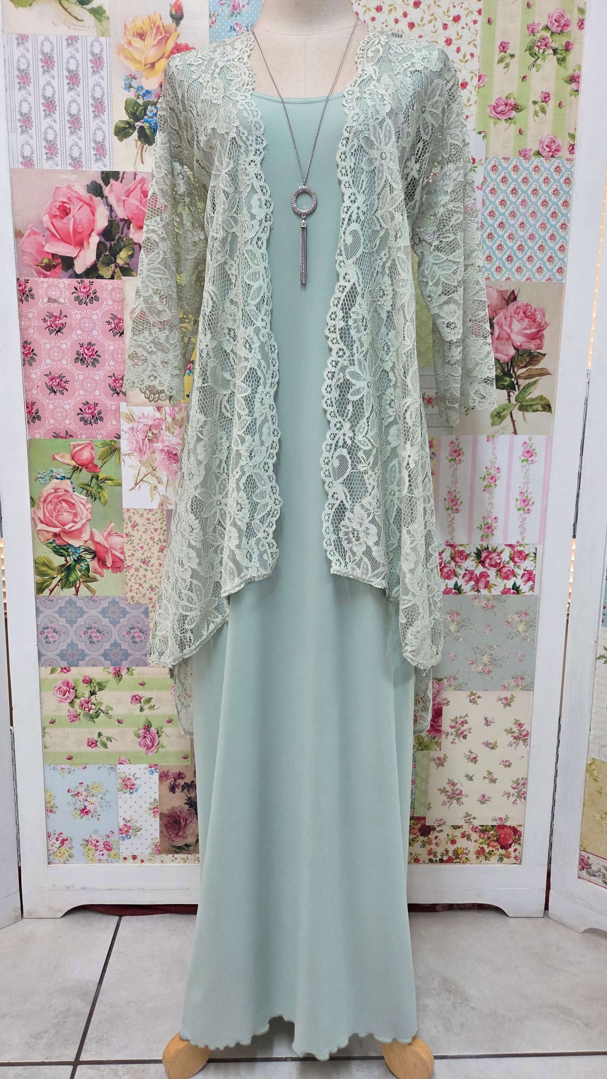 Sage Green 2-Piece Dress Set LR0389
