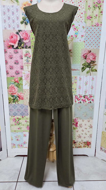 Olive Green 3-Piece Pants Set LR0161