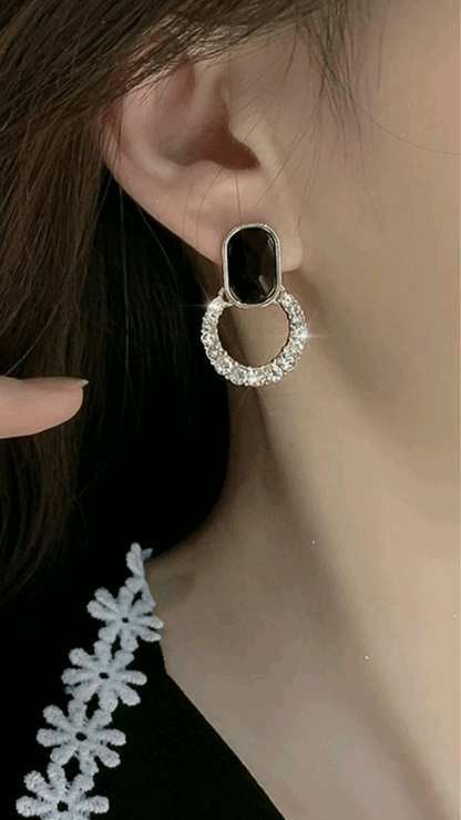 Black Rhinestone Earring JU0148