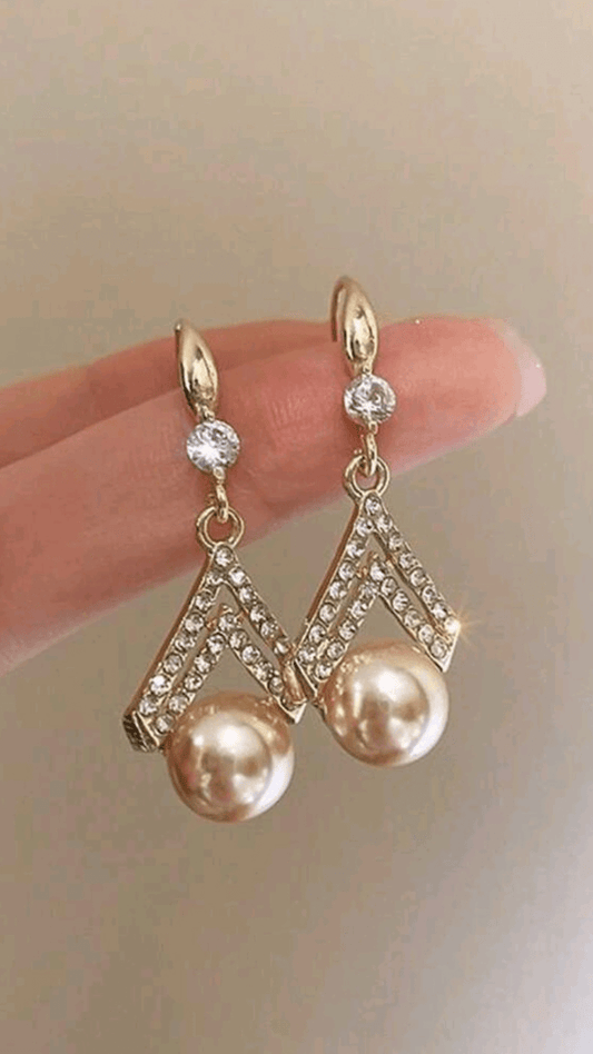 Rhinestone & Faux Pearl Earring JU017
