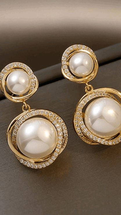 Faux Pearl & Gold Earing JU0297