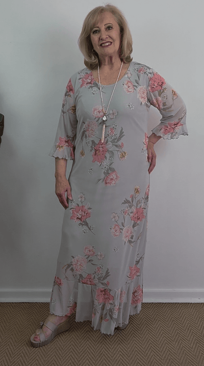 Grey & Pink Dress LR0109