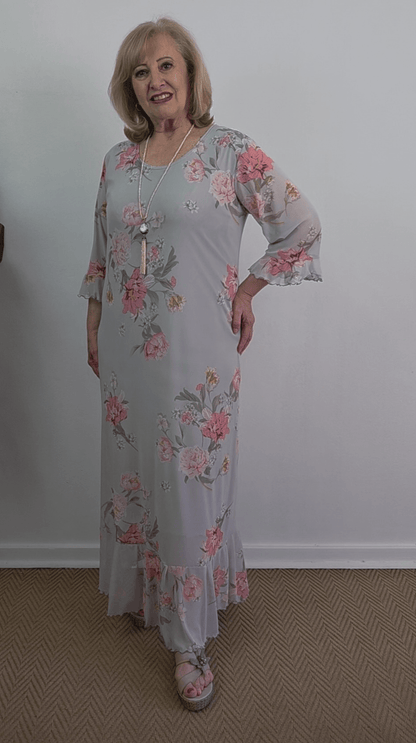 Grey & Pink Dress LR0109