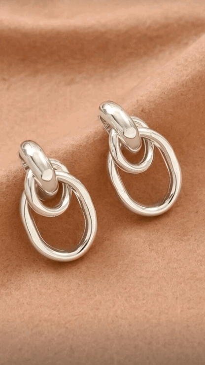 Oval Drop Silver EarringJU0132