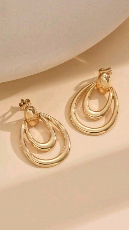 Double Water Drop Shaped Clip On Earring JU007