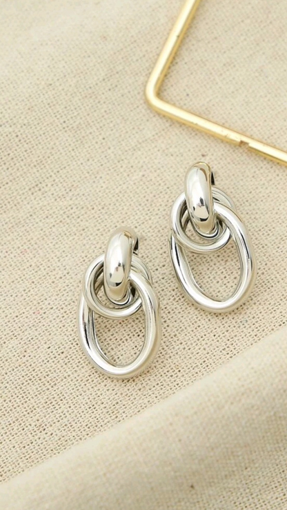 Oval Drop Silver EarringJU0132