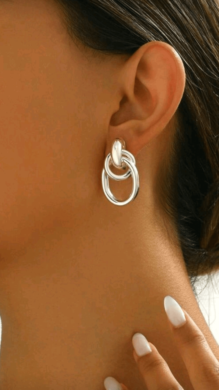 Oval Drop Silver EarringJU0132