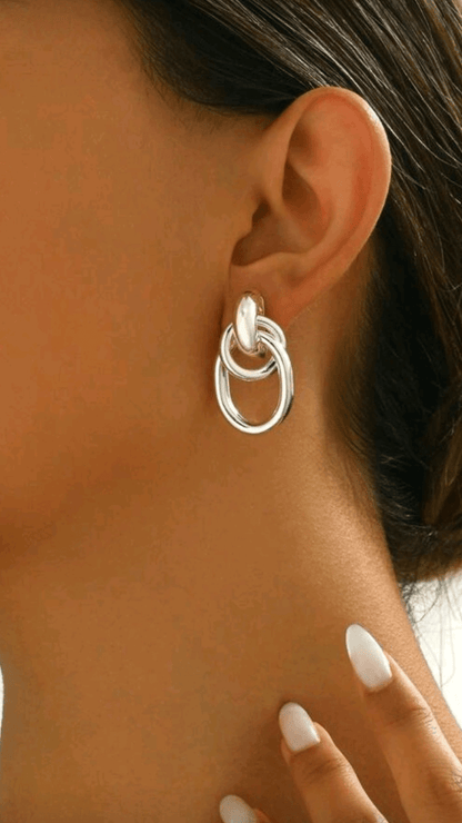 Oval Drop Silver EarringJU0132