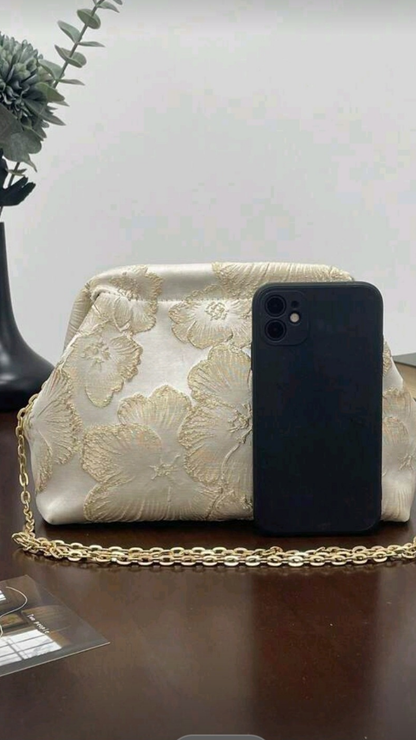 Cream & Gold Clutch Bag EB025
