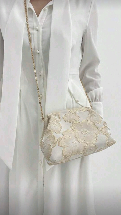 Cream & Gold Clutch Bag EB025