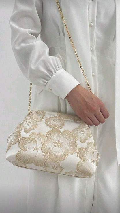 Cream & Gold Clutch Bag EB025
