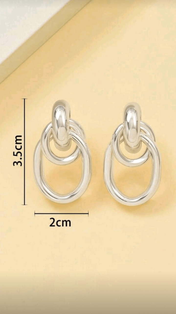 Oval Drop Silver EarringJU0132