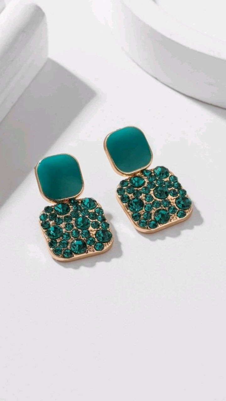 Green Rhinestone Earring JU0272