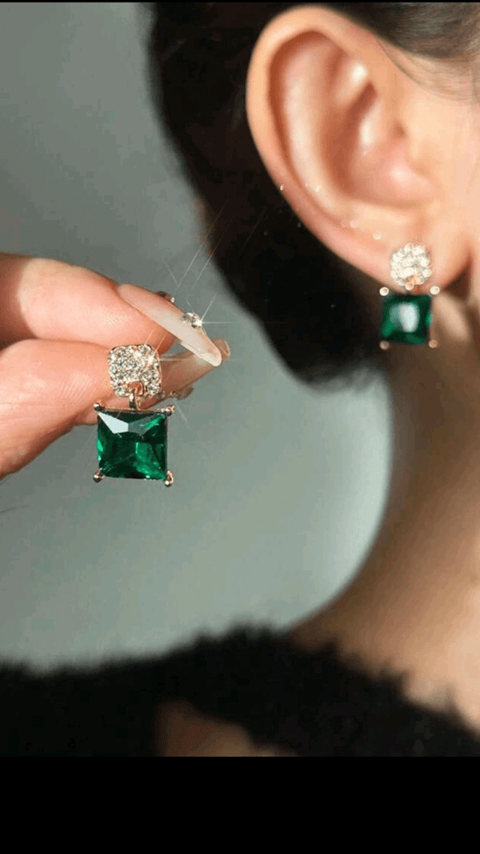 Emerald Green Rhinestone Earring JU0304