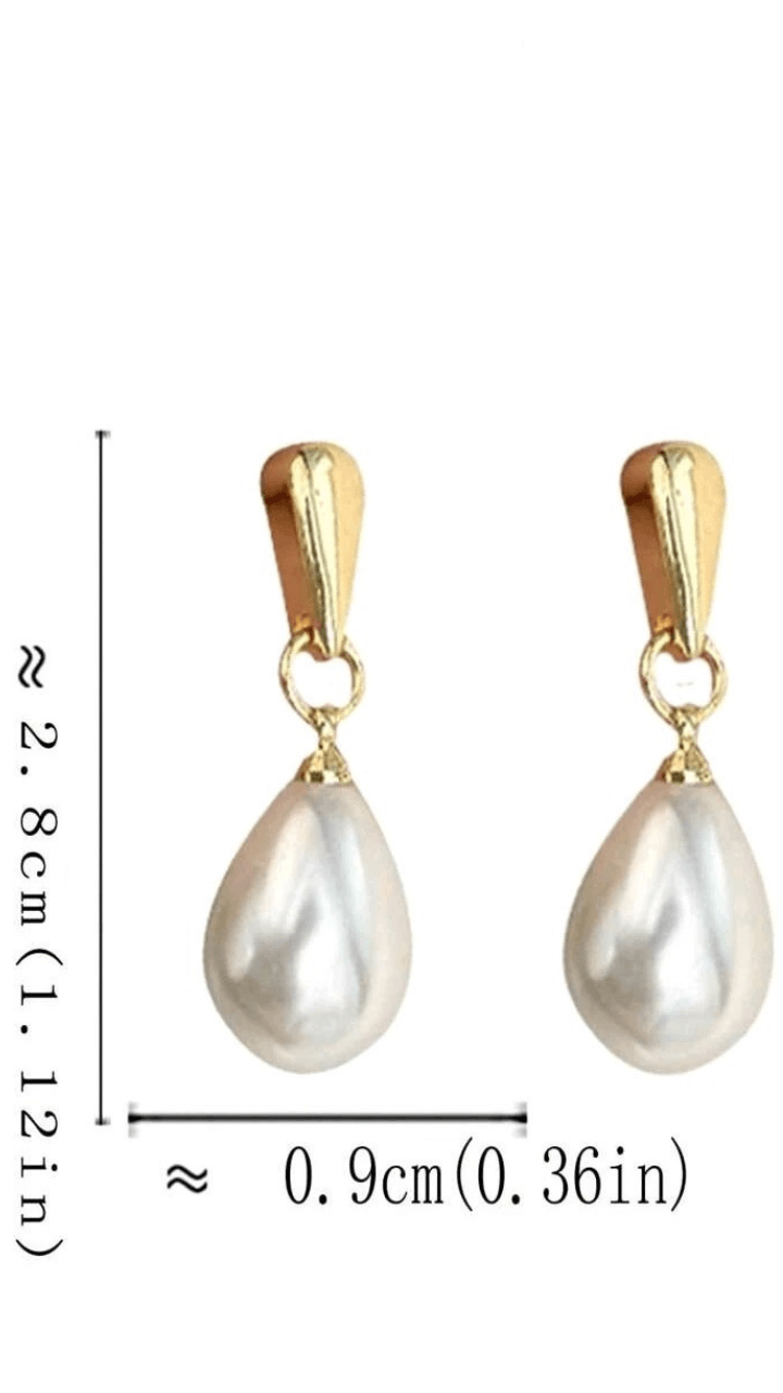 Silver/Gold Faux Pearl Teardrop Earring JU0179