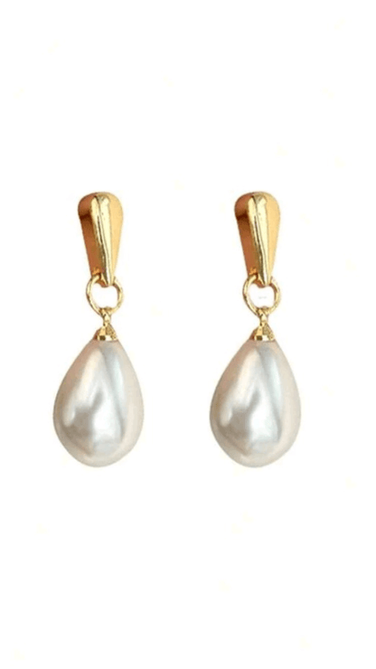 Silver/Gold Faux Pearl Teardrop Earring JU0179