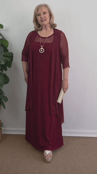 Maroon 2-Piece Dress Set SH061