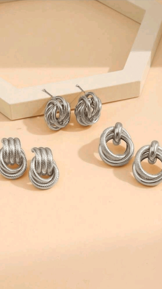 Silver Twist Knot Earring JU063