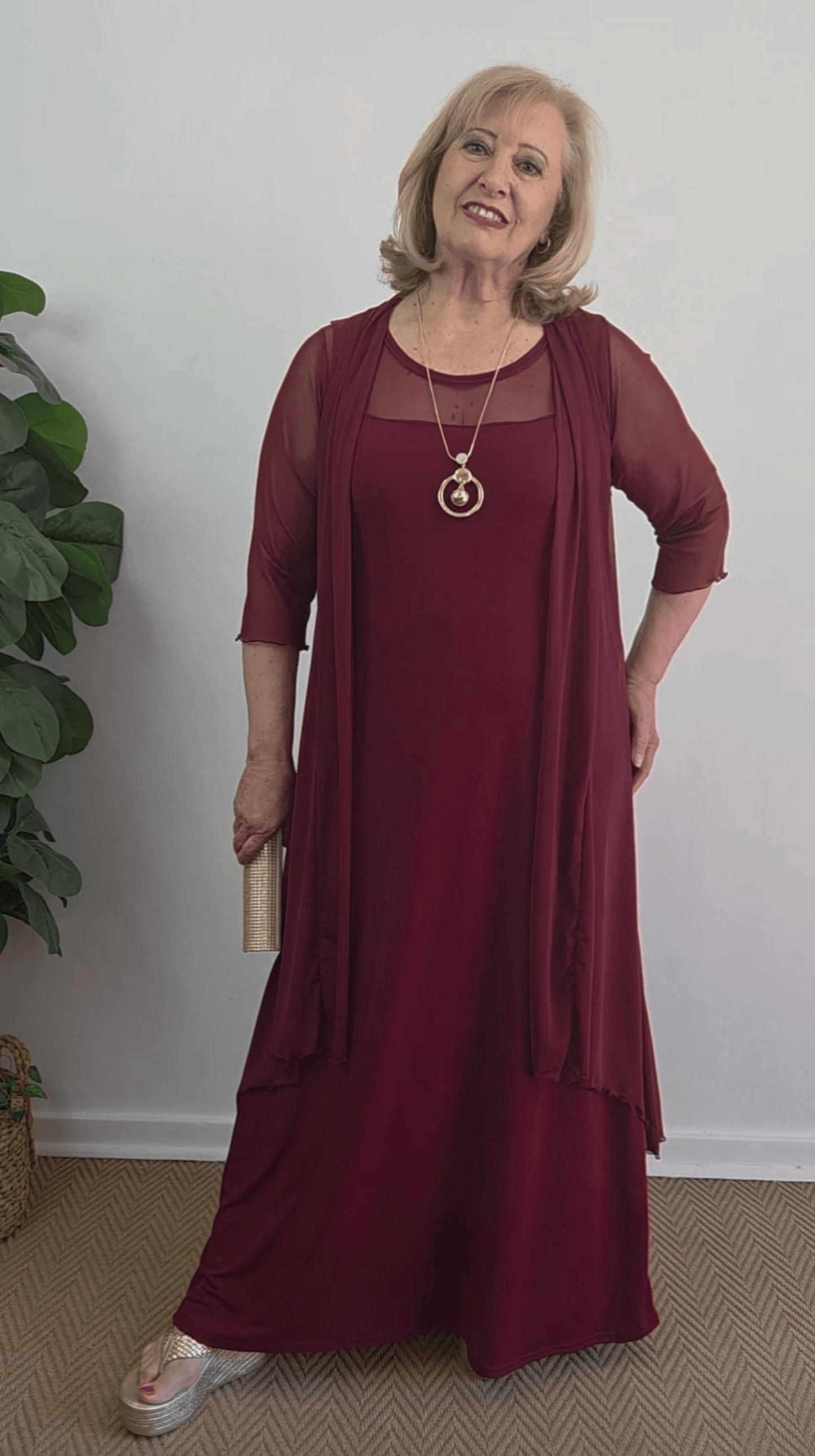 Maroon 2-Piece Dress Set SH061