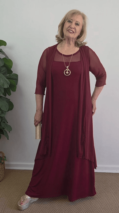 Maroon 2-Piece Dress Set SH061