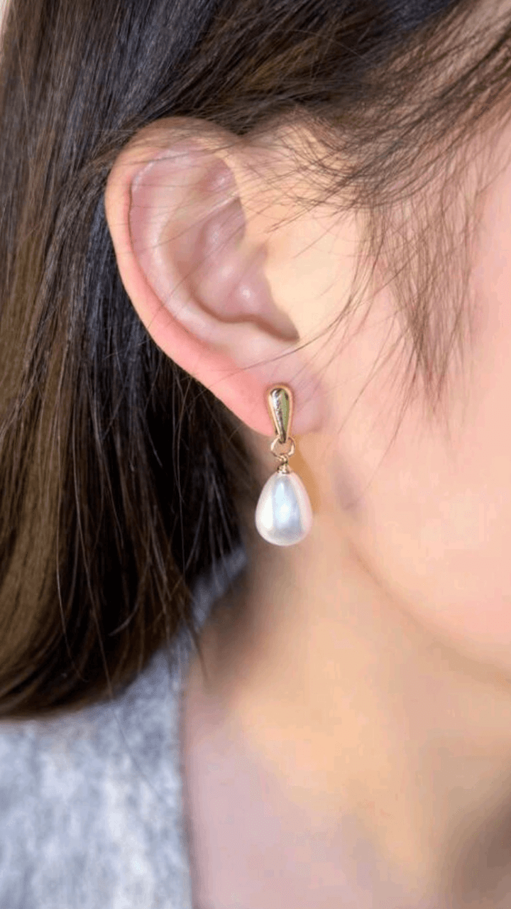 Silver/Gold Faux Pearl Teardrop Earring JU0179