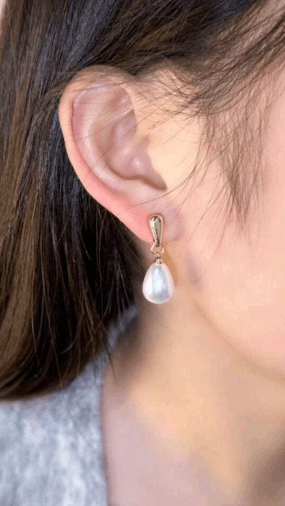 Silver/Gold Faux Pearl Teardrop Earring JU0179