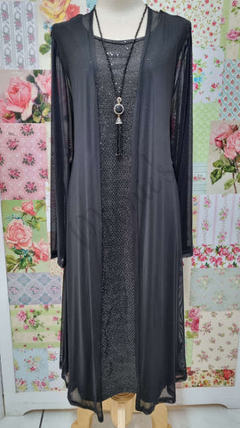Black Lurex 2-Piece Dress Set BU0452