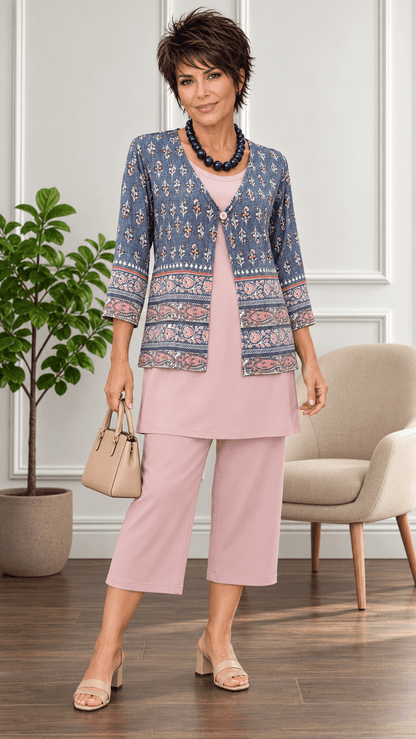 Denim Blue & Coral Short Jacket CH0146