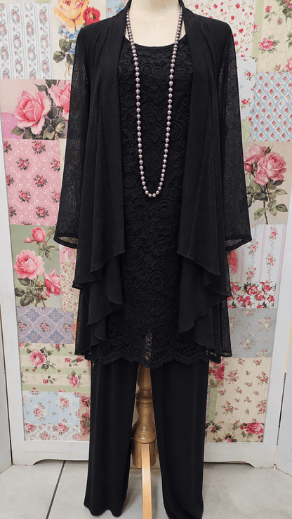 Black Lace 3-Piece Pants Set LR0317