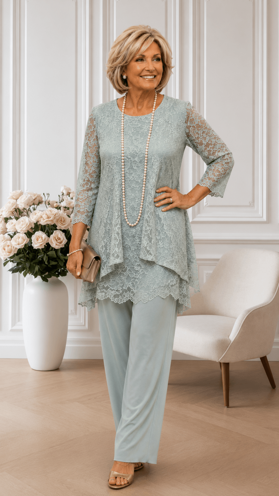 Sage Green 3-Piece Pants Set LR0382