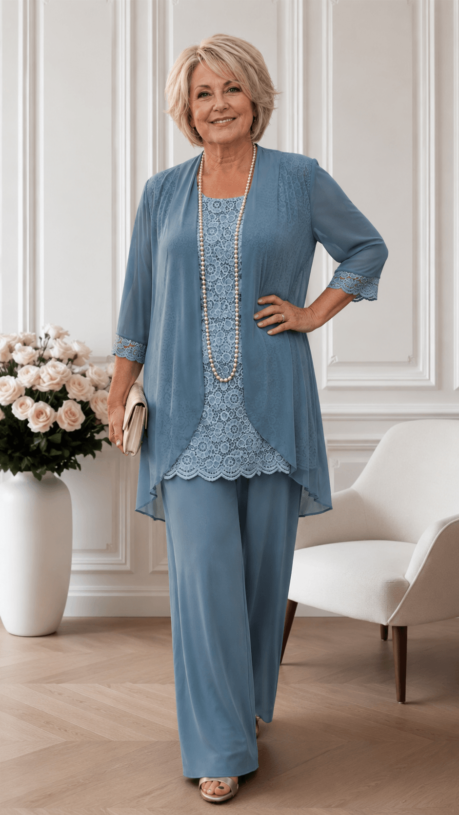 Sage Green 3-Piece Pants Set LR0690