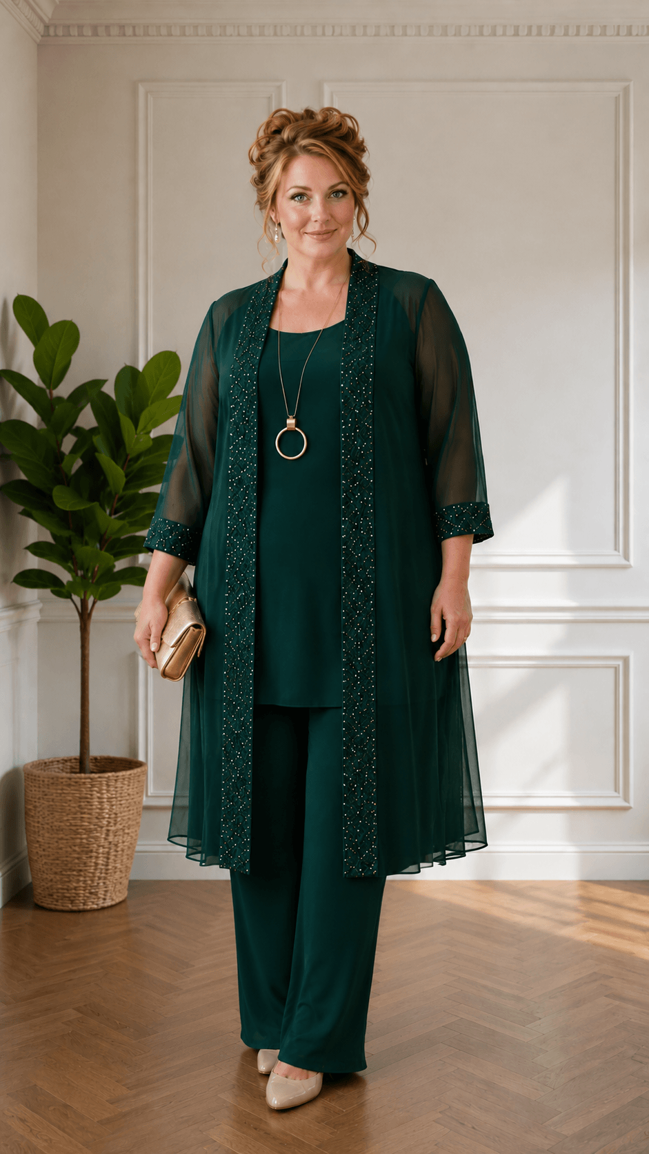 Forest Green 3-Piece Pants Set BS066