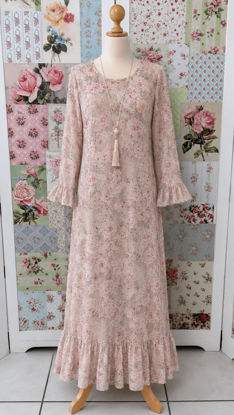 Soft Pink Floral Dress AG098