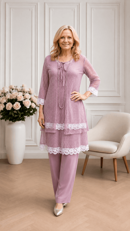 Dusty Pink 4-Piece Pants Set GD003