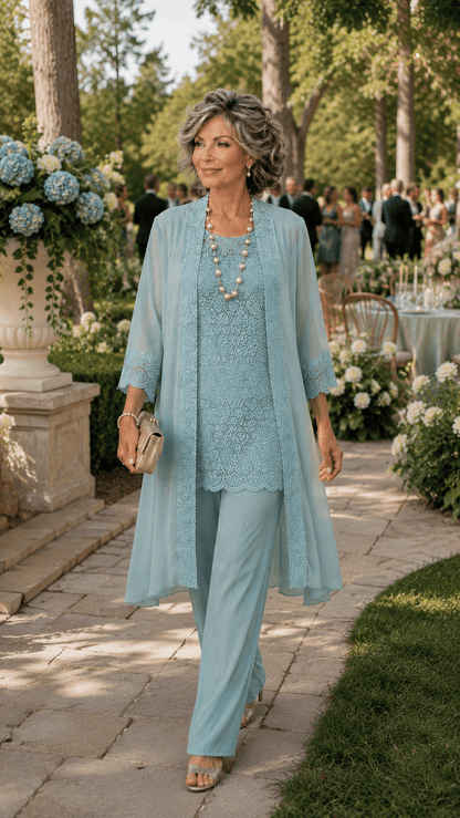 Soft Duck Egg Blue Pants Set LR0434