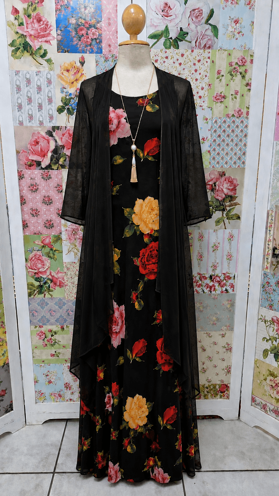 Black Printed Dress LR0688