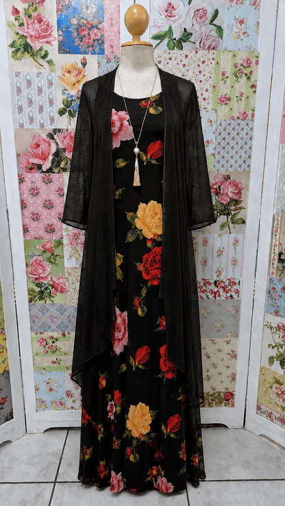 Black Printed Dress LR0688