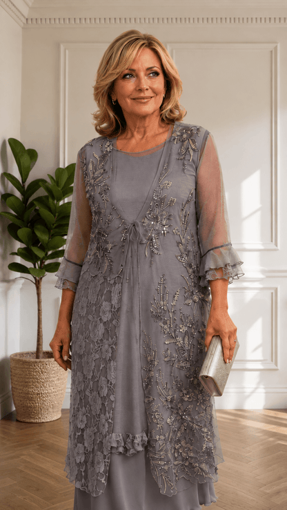 Grey Lace Dress LR077