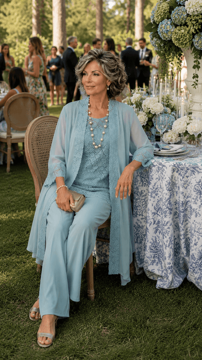 Soft Duck Egg Blue Pants Set LR0434