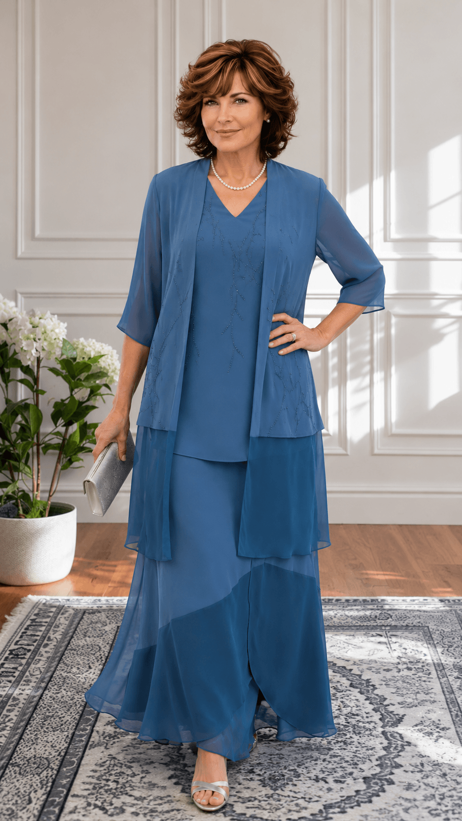 Teal Blue 3-Piece Skirt Set HE062