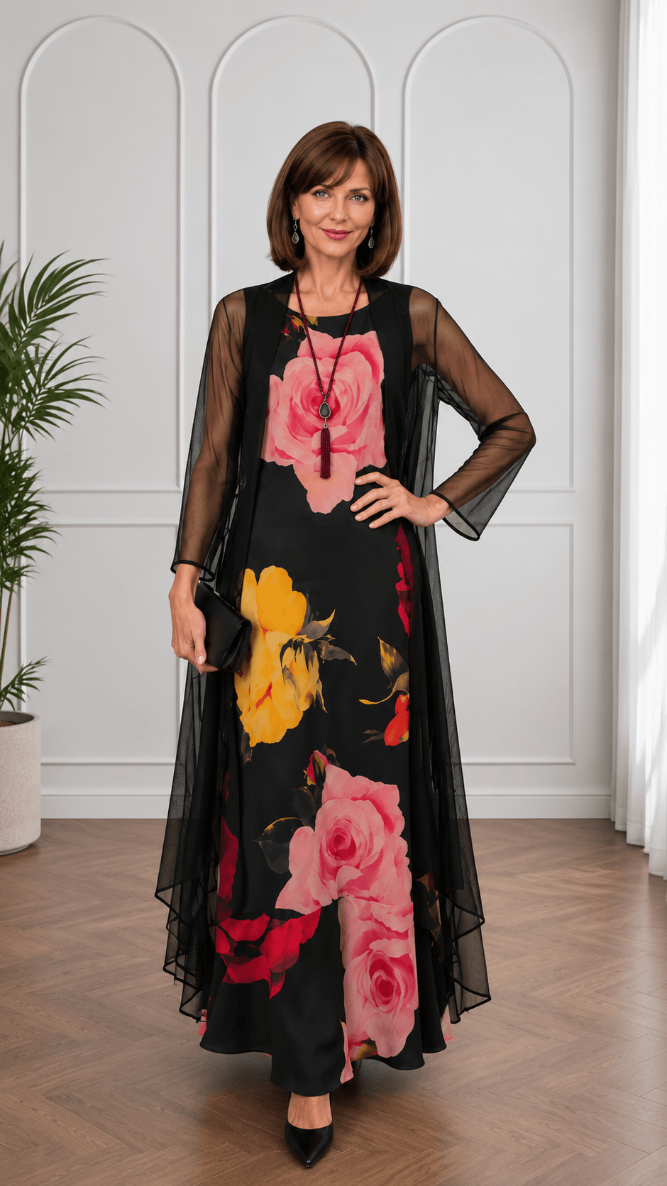 Black Printed Dress LR0688