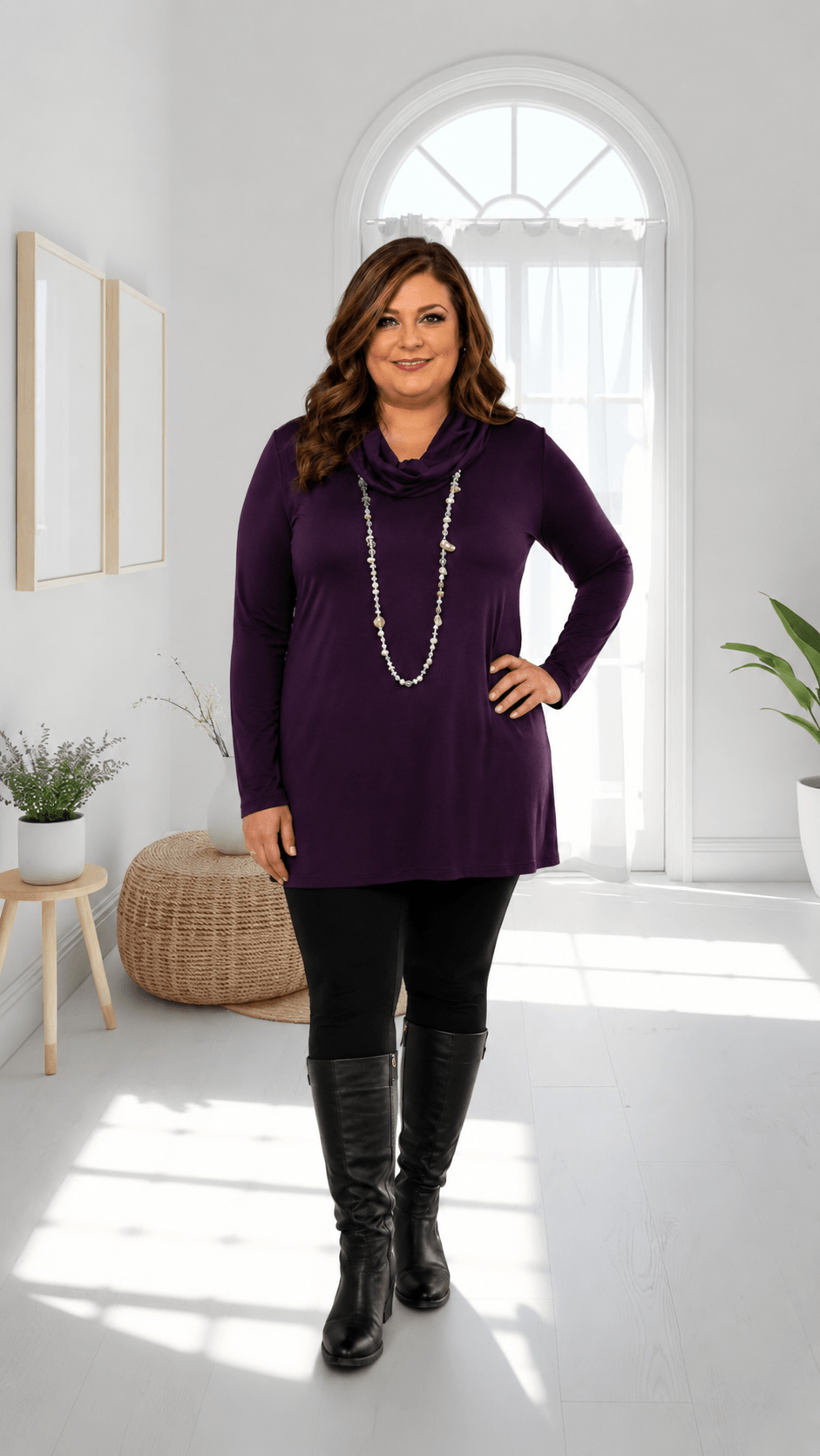 Plum Cowl Neck Top MD009