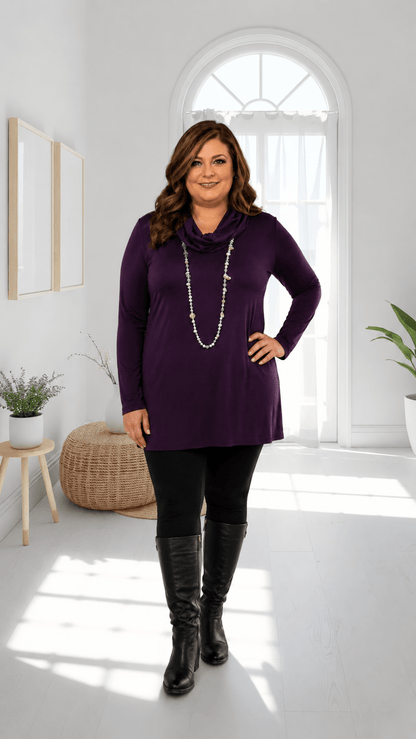 Plum Cowl Neck Top MD009
