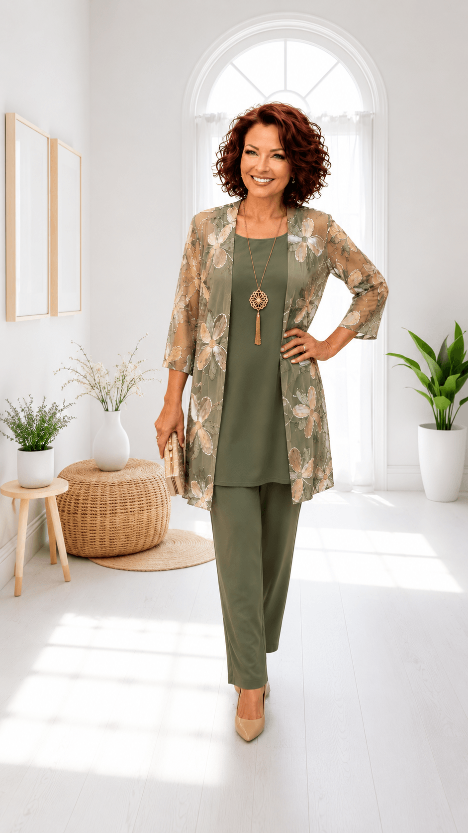 Green Embroidered Pants Set SH0141