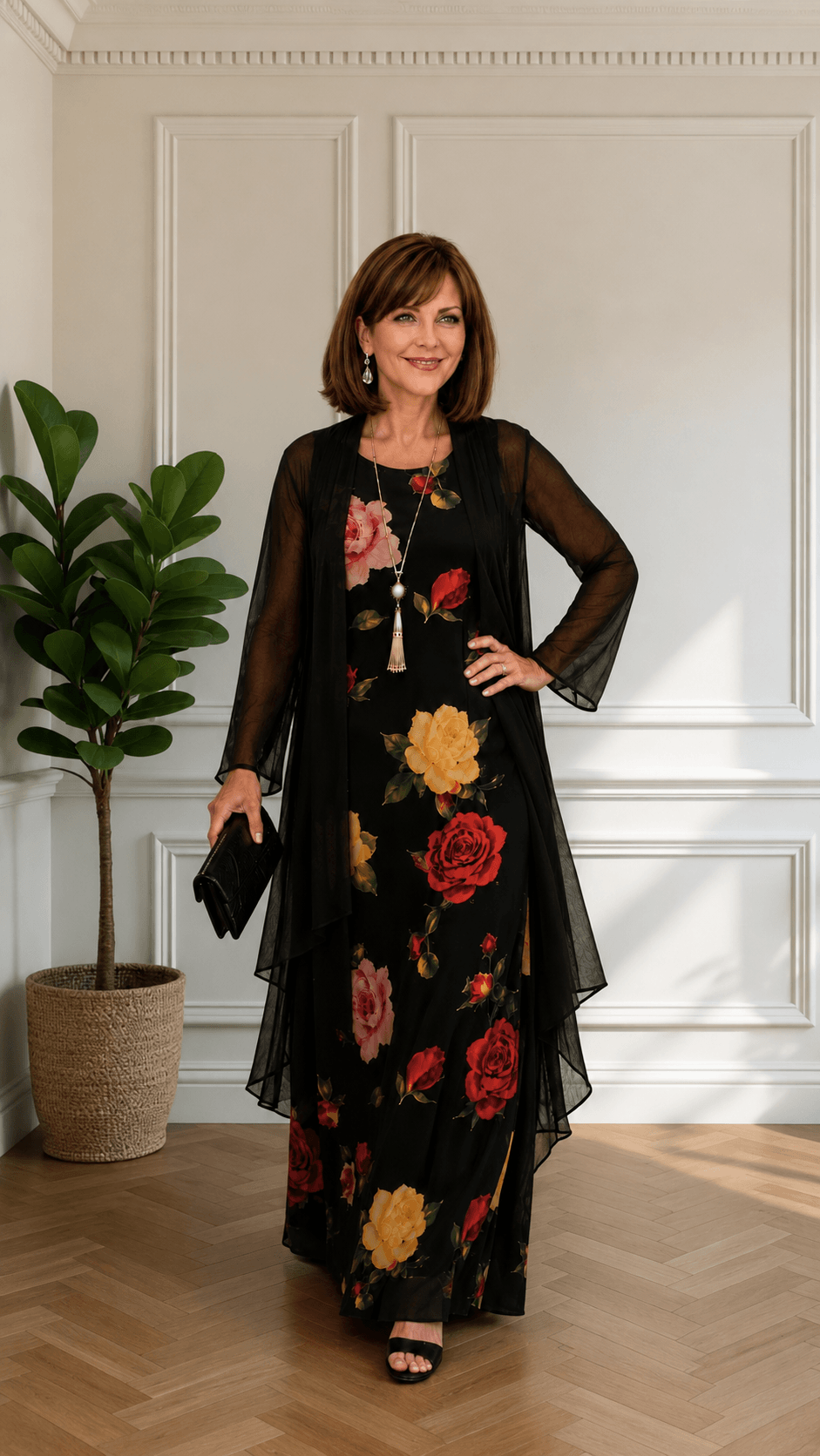 Black Printed Dress LR0688