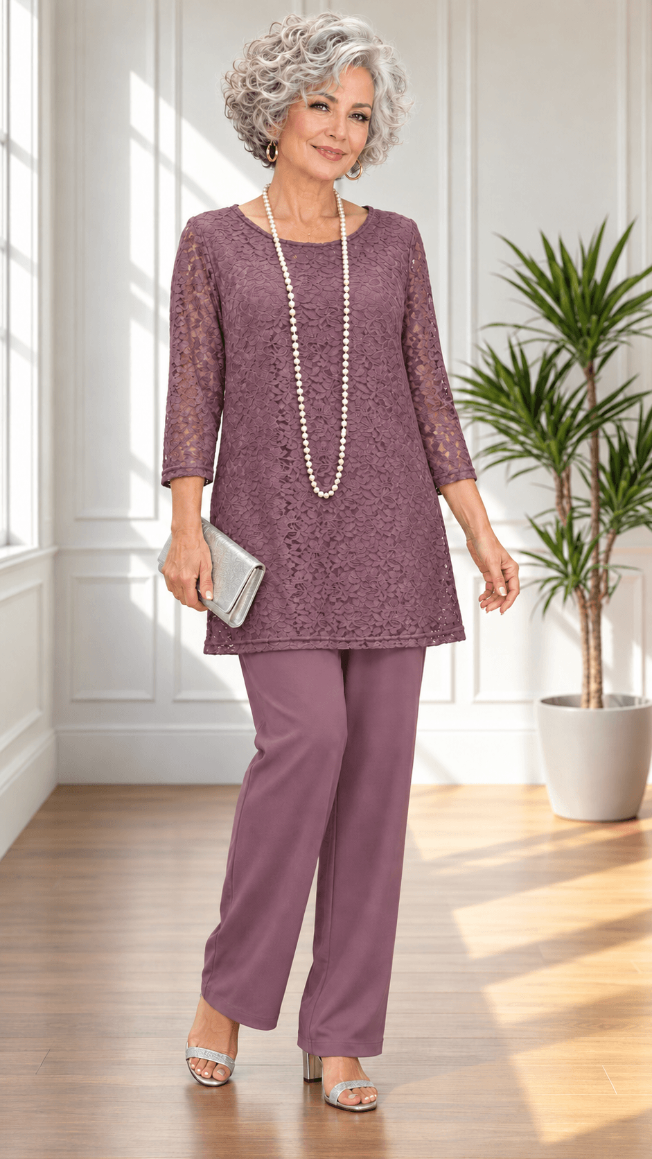 Mauve 3-Piece Pants Set SH030